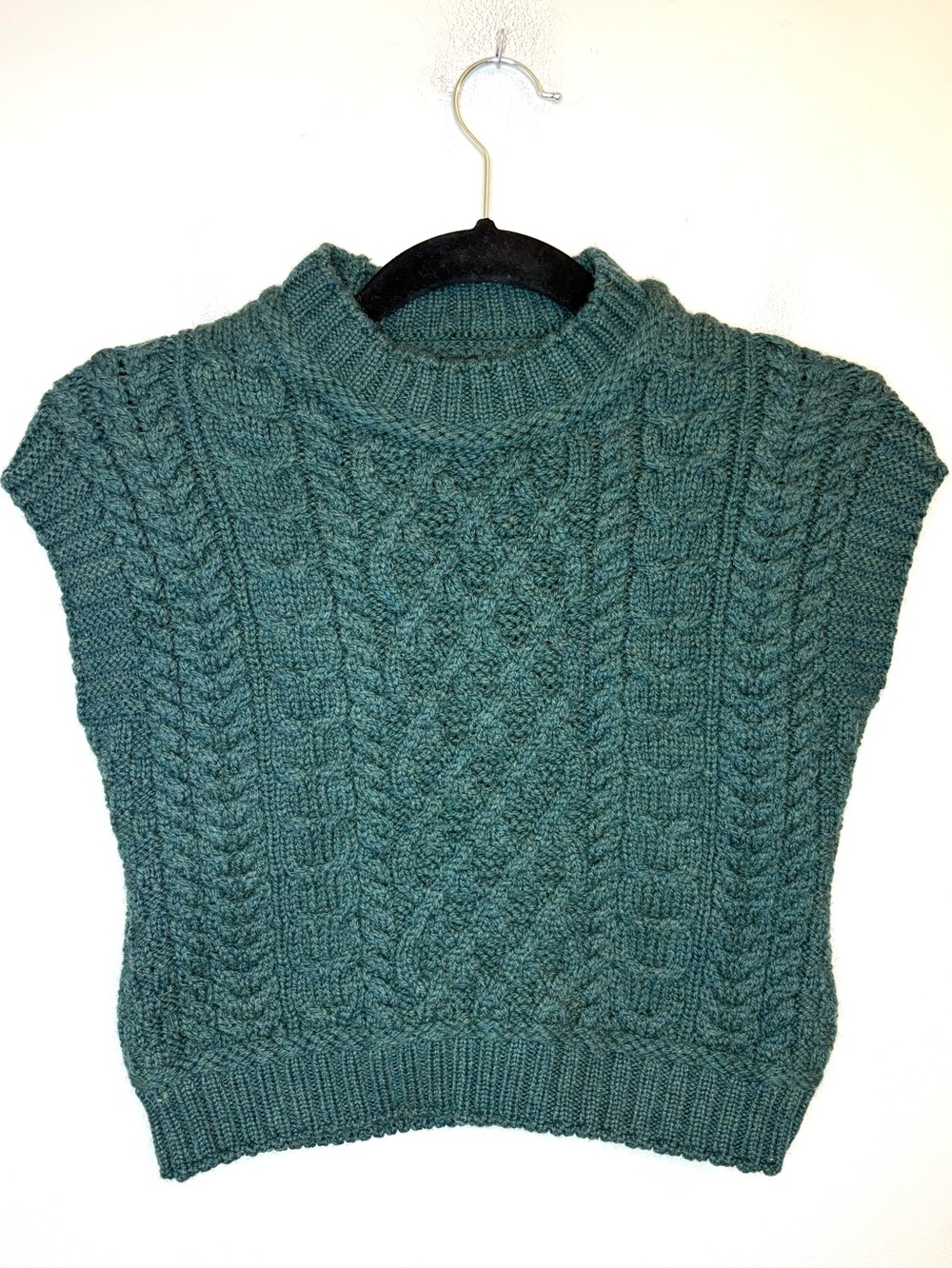 Aran Sweater Market XS Merino Wool Cable Knit Sweater Vest Ireland Teal
